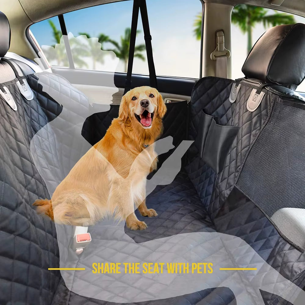 Dog Seat Cover for Back Seat, Waterproof with Mesh Window, Scratch Prevent Anti-Slip Dog Bed Car Hammock, Standard