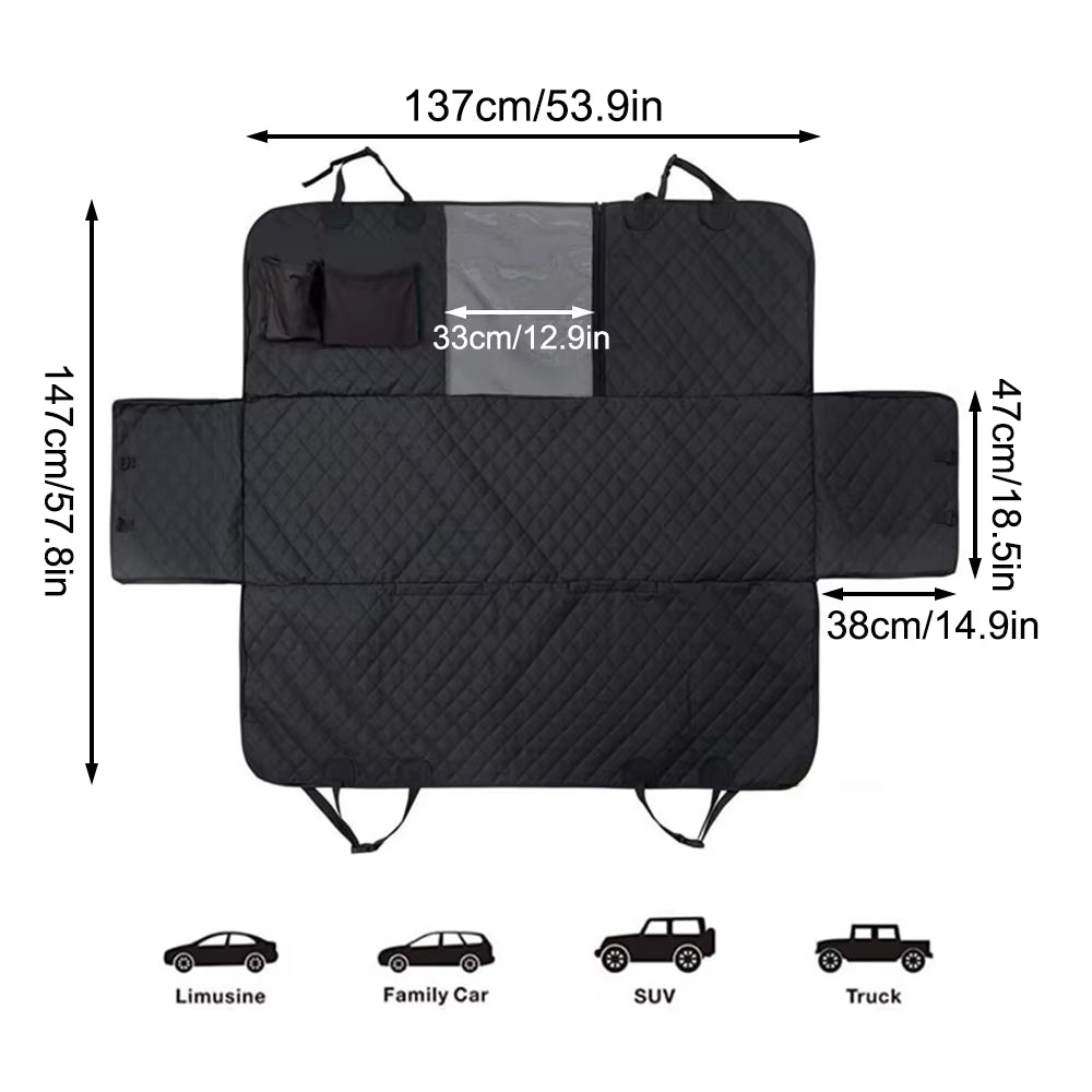 Dog Seat Cover for Back Seat, Waterproof with Mesh Window, Scratch Prevent Anti-Slip Dog Bed Car Hammock, Standard