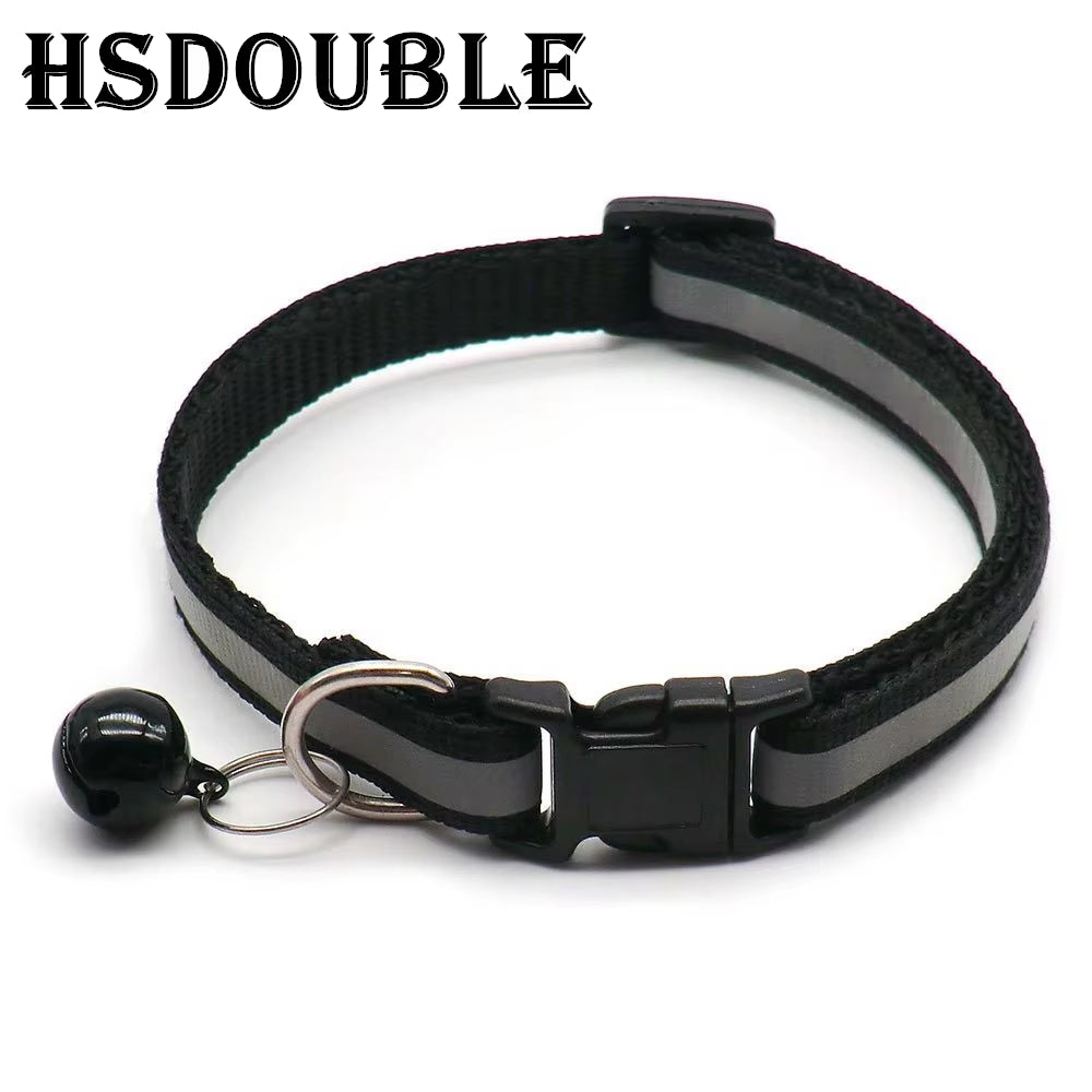 2Pcs/Pack 12 Colors Reflective Adjustable Cats and Small Dogs Collars with Bells Pet Supplies